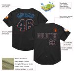 Personalized Black Electric Blue Orange Baseball Jersey - Mesh Throwback Design Personalized Black Electric Blue-Orange Mesh