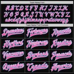 Personalized Varsity Letterman Two Tone Bomber Jacket Black Electric Blue-Pink Full-Snap Personalized Black Electric Blue-Pink