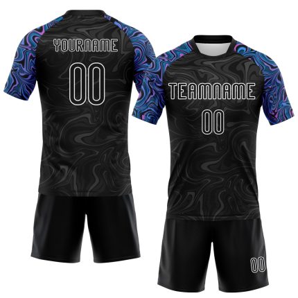 Custom Name Number Personalized Liquid Fluid Volleyball Jersey in Black Electric Blue Pink Purple Personalized Black Electric