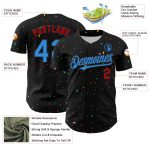 Personalized 3D Confetti Baseball Jersey Black Electric Blue Red Personalized Black Electric Blue-Red 3D Confetti Baseball
