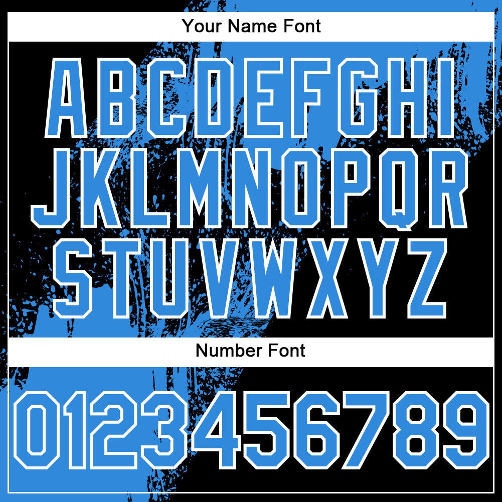 Personalized Unisex Softball Jersey in Black Electric Blue-White 3D Abstract Brush Stroke, Two-Button Design Personalized - Image 5