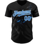 Personalized 3D Lightning Baseball Jersey in Black & Electric Blue-White Personalized Black Electric Blue-White 3D Lightning