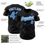 Personalized Lightning 3D Pattern Black Electric Blue Baseball Jersey Custom Name & Number Personalized Black Electric Blue-White