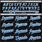 Personalized Custom Bomber Jacket with Team Name and Number - Black Electric Blue-White Varsity Full-Snap Two Tone Personalized