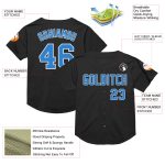 Custom Name and Number Baseball Jersey - Personalized Black Electric Blue-White Mesh Authentic Throwback Jersey Personalized