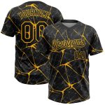Personalized Black Gold 3D Abstract Unisex Softball Jersey - Two-Button Design, Soft Fabric, Customizable Sportswear Personalized