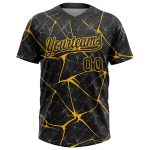 Personalized Black Gold 3D Abstract Unisex Softball Jersey - Two-Button Design, Soft Fabric, Customizable Sportswear Personalized