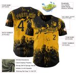 Personalized Black Gold 3D Abstract Grunge Art Baseball Jersey for Unique Style Personalized Black Gold 3D Abstract Splatter