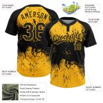 Personalized Black Gold 3D Abstract Grunge Splatter Softball Jersey Unisex Two-Button Personalized Black Gold 3D Abstract