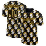 Personalized Black Gold 3D Dollar Sign T-Shirt for Money Theme Performance Personalized Black Gold 3D Burnfiring Dollar Sign