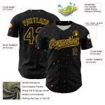 Personalized 3D Confetti Baseball Jersey in Black and Gold, Custom Name and Number Personalized Black Gold 3D Confetti Baseball