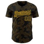 Custom Black Gold 3D Curve Lines Baseball Jersey for Men and Women - Personalized Sports Apparel Personalized Black Gold