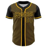 Personalized Black Gold 3D Baseball Jersey with Diagonal Stripes Personalized Black Gold 3D Diagonal Stripes Baseball Jersey