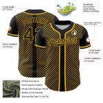 Personalized Black Gold 3D Baseball Jersey with Diagonal Stripes Personalized Black Gold 3D Diagonal Stripes Baseball Jersey