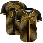 Personalized Black Gold 3D Baseball Jersey with Diagonal Stripes Personalized Black Gold 3D Diagonal Stripes Baseball Jersey
