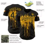 Personalized 3D Dripping Splatter Art Baseball Jersey in Black Gold Design Personalized Black Gold 3D Dripping Splatter Art