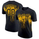 Personalized Black Gold 3D Dripping Splatter Art Tee for Men and Women - Unique Performance T-Shirt Personalized Black Gold