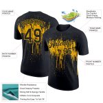 Personalized Black Gold 3D Dripping Splatter Art Tee for Men and Women - Unique Performance T-Shirt Personalized Black Gold