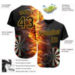 Personalized 3D Fiery Black Gold Baseball Jersey for Dart Board Fans Personalized Black Gold 3D Fiery Dart Board Baseball