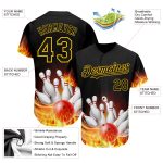 Black Gold Personalized 3D Flame Baseball Jersey for Bowling Enthusiasts Personalized Black Gold 3D Flame Bowling Baseball