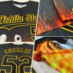 Black Gold Personalized 3D Flame Baseball Jersey for Bowling Enthusiasts Personalized Black Gold 3D Flame Bowling Baseball