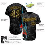 Personalized 3D Black Gold Flaming Billiards Snooker 8 Ball Jersey, Custom Baseball Top Personalized Black Gold 3D Flaming