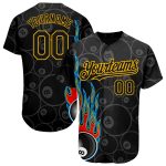 Personalized 3D Black Gold Flaming Billiards Snooker 8 Ball Jersey, Custom Baseball Top Personalized Black Gold 3D Flaming