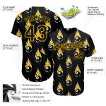 Personalized 3D Black Gold Flaming Snooker Billiards 8 Ball Baseball Jersey Personalized Black Gold 3D Flaming Billiards