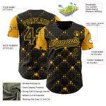 Custom Black Gold 3D Geometric Dots Baseball Jersey - Personalized Sports Apparel Personalized Black Gold 3D Geometric Halftone