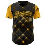 Custom Black Gold 3D Geometric Dots Baseball Jersey - Personalized Sports Apparel Personalized Black Gold 3D Geometric Halftone