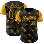 Custom Black Gold 3D Geometric Dots Baseball Jersey - Personalized Sports Apparel Personalized Black Gold 3D Geometric Halftone