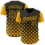 Custom Black Gold 3D Geometric Shapes Baseball Jersey for Men and Women Personalized Black Gold 3D Geometric Shapes Baseball