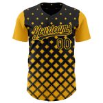 Custom Black Gold 3D Geometric Shapes Baseball Jersey for Men and Women Personalized Black Gold 3D Geometric Shapes Baseball