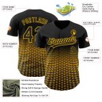 Custom Black Gold 3D Gradient Lines Baseball Jersey - Unique Personalized Design Personalized Black Gold 3D Gradient Lines