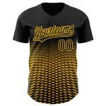 Custom Black Gold 3D Gradient Lines Baseball Jersey - Unique Personalized Design Personalized Black Gold 3D Gradient Lines