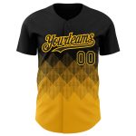 Personalized Black Gold 3D Gradient Baseball Jersey in Square Shapes Personalized Black Gold 3D Gradient Square Shapes Baseball