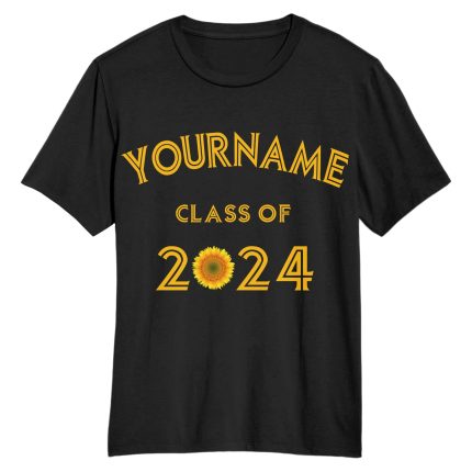 Custom Graduation T-Shirt in Black and Gold, 3D Design for Performance Personalized Black Gold 3D Graduation Performance