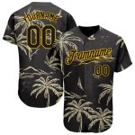 Custom Black Gold 3D Hawaii Palm Trees Sailboat Jersey for Men and Women Personalized Black Gold 3D Hawaii Palm Trees Island