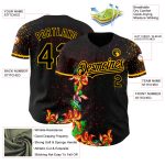 Personalized 3D Holi Festival Color Powder Baseball Jersey in Black and Gold Personalized Black Gold 3D Holi Festival Color