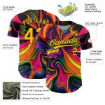 Custom Name and Number Personalized Black Gold Abstract 3D Pattern Baseball Jersey Personalized Black Gold 3D Pattern Design