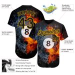 Custom Name and Number Personalized Black Gold 3D Billiards Snooker 8 Ball Baseball Jersey - Authentic Team Apparel Personalized