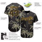 Personalized Hawaii Palm Trees Sailboat Black Gold 3D Pattern Baseball Jersey Custom Name & Number Personalized Black Gold