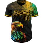 Personalized Black Gold 3D Pattern Holi Color Powder Baseball Jersey Authentic Personalized Black Gold 3D Pattern Design
