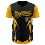 Custom 3D Pattern Baseball Jersey with Personalized Name and Number - Black Gold Design, Sharp Edges, Authentic Team Jersey
