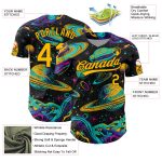 Custom Astronaut Theme Black Gold 3D Baseball Jersey with Planets Stars - Personalized Team Name and Number Personalized