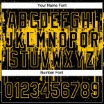 Custom Name and Number Black Gold Dripping Splatter Art Unisex Two-Button Softball Jersey - Personalized Team Apparel Personalized