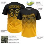 Custom Name and Number Unisex Softball Jersey with Personalized Black Gold 3D Pattern Gradient Square Shapes - Two-Button Design