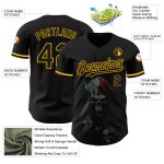 Custom Name and Number Personalized Black Gold 3D Skull Baseball Jersey - Fashion Team Apparel Personalized Black Gold 3D