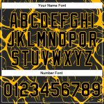 Personalized Varsity Letterman Jacket with Custom Name and Number - Black Gold Abstract 3D Pattern Bomber Design Personalized
