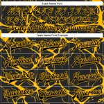 Personalized Varsity Letterman Jacket with Custom Name and Number - Black Gold Abstract 3D Pattern Bomber Design Personalized